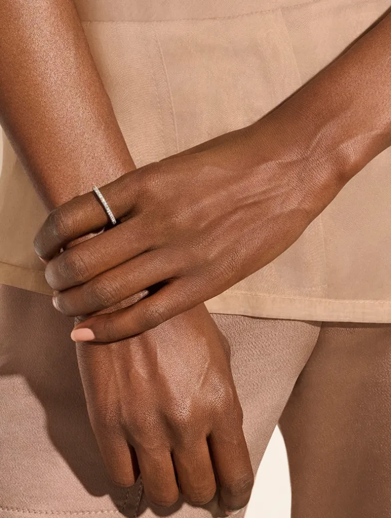 JH Essentials Sterling Silver Pavé Diamond Band Ring