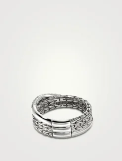 JH Essentials Sterling Silver Crossover Ring With Blue Sapphire