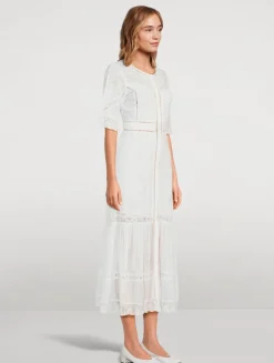 Jovina Lace-Trimmed Cotton Midi Dress