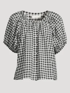 June Puff-Sleeve Shirt In Gingham Print