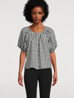 June Puff-Sleeve Shirt In Gingham Print