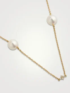 18K Gold Akoya Pearl And Diamond Necklace