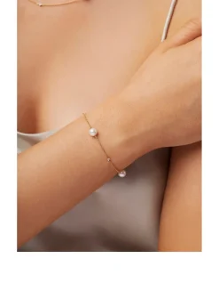 18K Gold Akoya Pearl And Diamond Bracelet