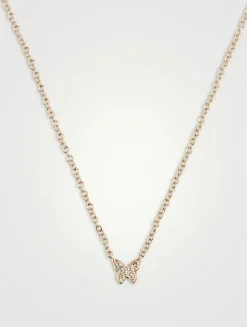 14K Gold Baby Butterfly Necklace With Diamonds