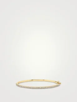 14K Gold Bangle Bracelet With Pavé Diamonds