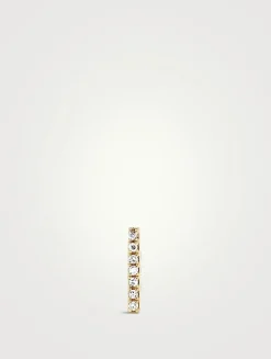 14K Gold Bar Stud Earring With Diamonds