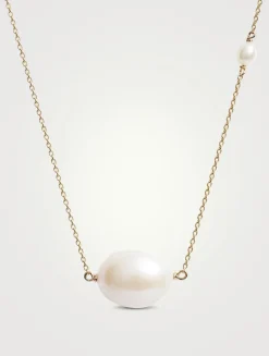 14K Gold Baroque Pearl Pendant Necklace