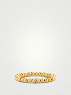 14K Gold Beaded Bracelet With 14K Gold Diamond Evil Eye Rondelle
