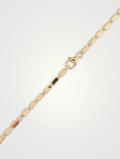18K Gold Block-Chain Single Pavé Diamond Thick Necklace