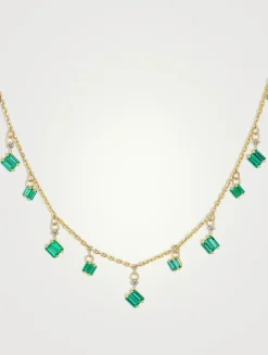 18K Gold Bold Cascade Emerald Necklace