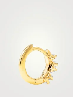 18K Gold Bold Diamond Huggie Hoop Earrings