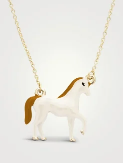 9K Gold Caballo Enamel Necklace