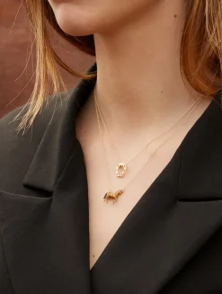 9K Gold Caballo Enamel Necklace
