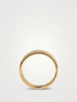 14K Gold Cigar Band Ring With Diamonds