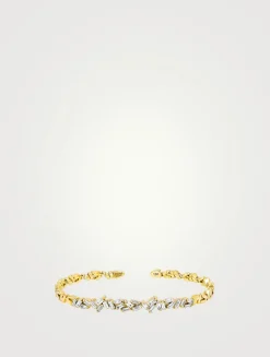 18K Gold Classic Diamond Cluster Bangle Bracelet