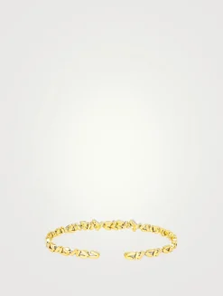 18K Gold Classic Diamond Cluster Bangle Bracelet