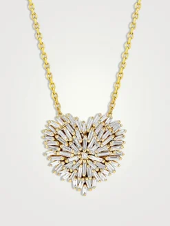 18K Gold Classic Diamond Medium Heart Pendant Necklace