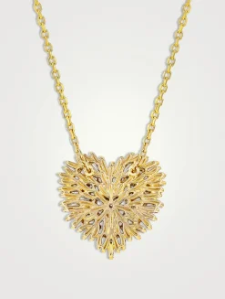 18K Gold Classic Diamond Medium Heart Pendant Necklace