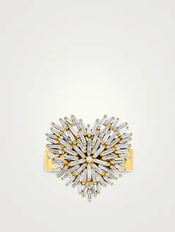 18K Gold Classic Diamond Medium Heart Ring