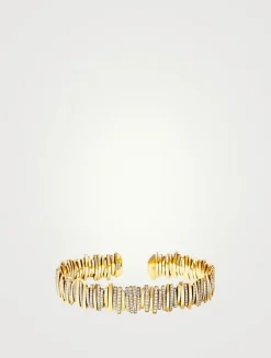 18K Gold Classic Gold Milli Half Pavé Diamond Bangle Bracelet