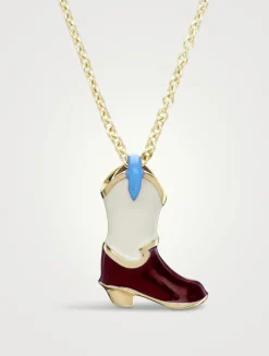 9K Gold Cowboy Boot Pendant Necklace