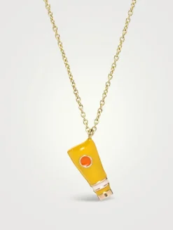 9K Gold Crema Solar Pendant Necklace
