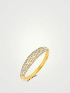 14K Gold Diamond Dome Ring