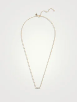 14K Gold Diamond Multifaceted Mini Bar Necklace