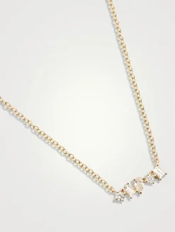 14K Gold Diamond Multifaceted Mini Bar Necklace