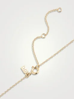 14K Gold Diamond Multifaceted Mini Bar Necklace