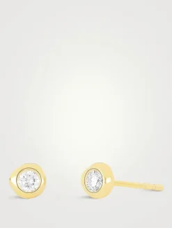 14K Gold Diamond Pillow Stud Earrings