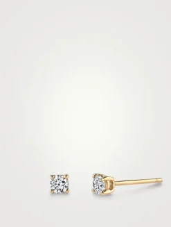 18K Gold Diamond Stud Earrings