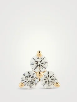 14K Gold Diamond Trio Stud Earring