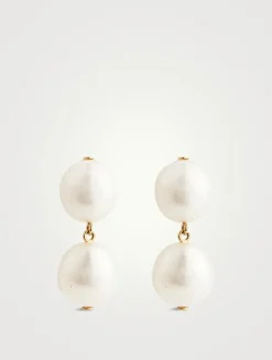 14K Gold Double Oval Drop Earrings