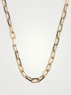 14K Gold Elongated Cable Chain Necklace - 18-Inch