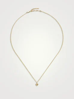 14K Gold Fine Diamond Heart Mini Pendant Necklace