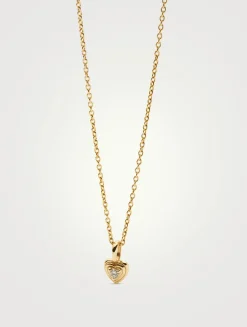 14K Gold Fine Diamond Heart Mini Pendant Necklace