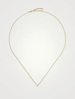 14K Gold Fine Diamond Solitaire Pendant Necklace