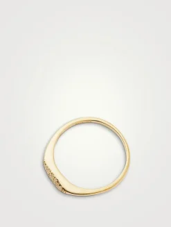 14K Gold Fine Signet Ring With Diamonds