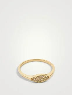 14K Gold Fine Signet Ring With Diamonds