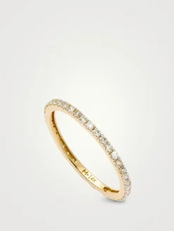 14K Gold Fine Slim Eternity Ring With Diamonds