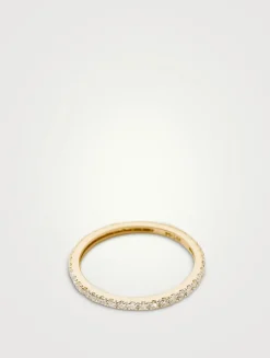 14K Gold Fine Slim Eternity Ring With Diamonds