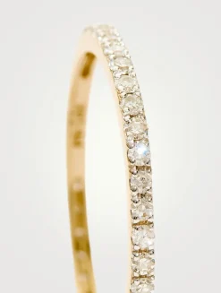 14K Gold Fine Slim Eternity Ring With Diamonds