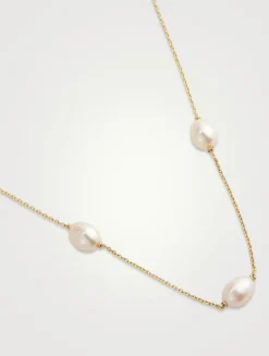 14K Gold Floating Pearl Necklace