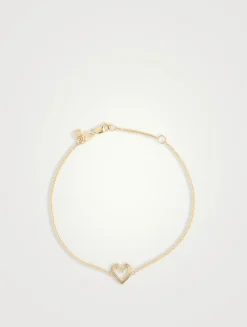 14K Gold Fluted Heart Bracelet
