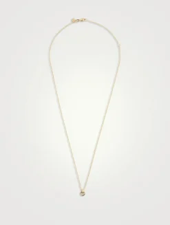 14K Gold Fluted Linked O-Ring Charm Necklace With Diamonds