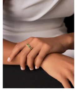 18K Gold Frenzy Emerald Eternity Band