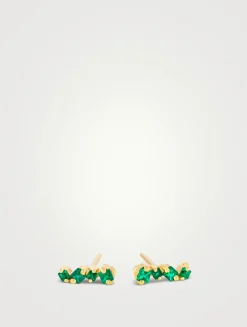 18K Gold Golden Age Emerald Mini Stud Earrings