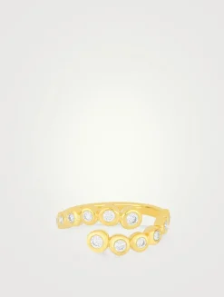 14K Gold Graduated Diamond Pillow Wrap Ring