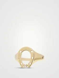 9K Gold Horseshoe Brillante Ring With Diamond